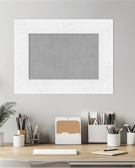 Amanti Art White Framed Magnetic Board 19x25 Small Vision Board for use with Magnets, 100% Metal Sheet to Display Items as Office Decor or for Home Organization in mudroom, Kitchen or Kids Room