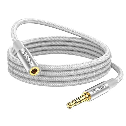 MOSWAG 3.5mm Extension Cable 26.24FT/8M Audio Male to Female Stereo Extension Adapter Nylon Braided Cord Compatible for Home/Car Stereos Smartphones Headphones Tablets Media Players and More