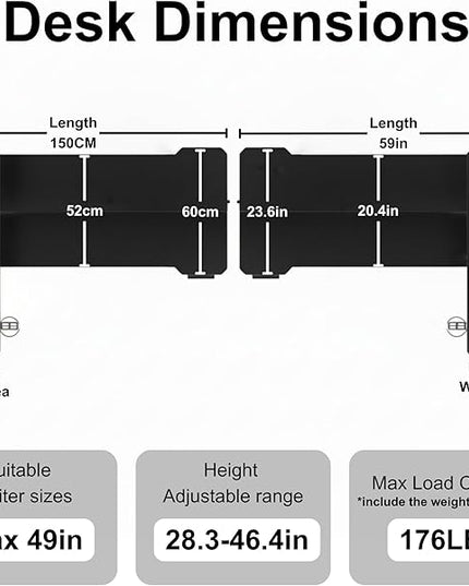 59 Inch L Shaped Standing Desk Adjustable Height, Electric Corner Standing Desk, Sit Stand Computer Table with Reversiable Splice Board,White