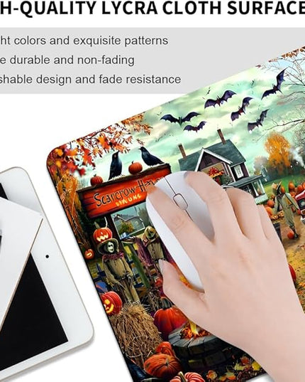 Halloween Pumpkin Lanterns Square Mouse pad, Texture, Waterproof, Anti Slip Rubber Base, Computer Mouse pad, Laptop Mouse pad