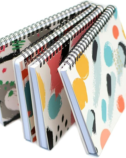 Yansanido Spiral Notebook, 4 Pcs A5 Thick Graffiti Design Hardcover 8mm Ruled 4 Color 80 Sheets -160 Pages Journals for Study and Notes (Colorful)