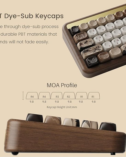 Akko Mechanical Gaming Keyboard with Walnut Wooden Case, MU01 Mountain Seclusion 65% 68-Key RGB 2.4G Wireless/Bluetooth/Wired Hot-swappable Keyboard with PBT Dye-Sub Keycaps for Mac & Win