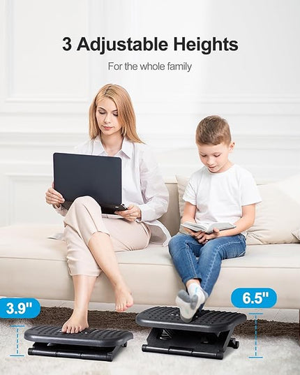 HUANUO Foot Rest for Under Desk at Work, Adjustable Footrest with Massage Texture and Roller, Ergonomic Foot Stool with 3 Height Position, 30 Degree Tilt Angle Adjustment for Home, Office