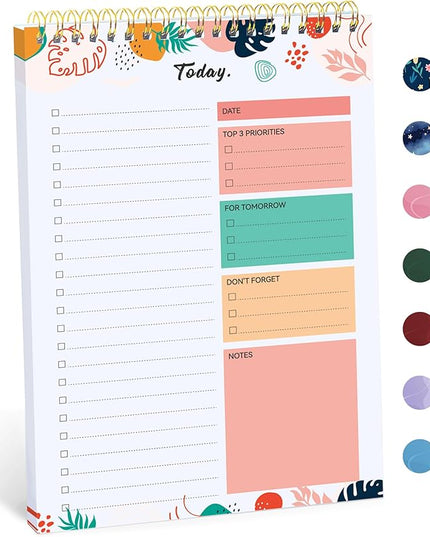 Taja To Do List Notepad - To Do List Notebook for Work with 52 Sheets, 9.8" x 6.5", Undated Daily Planner Perfect for Daily Tasks and Goal Setting, Notepad Suitable for Office, Home & School - Blossom Grove