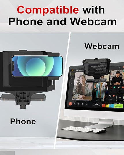 7.7-Inch Mobile Teleprompter, 3-in-1 Handheld/Desktop/Monitor Modes, HD 70/30 Optical Beam Splitter, Remote Control, Compatible with iOS & Android Tablets