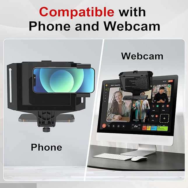 7.7-Inch Mobile Teleprompter, 3-in-1 Handheld/Desktop/Monitor Modes, HD 70/30 Optical Beam Splitter, Remote Control, Compatible with iOS & Android Tablets