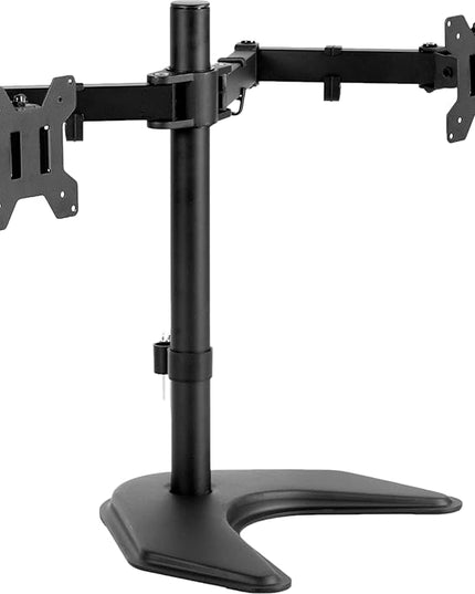 VIVO STAND-V002F Dual LED LCD Monitor Free-Standing Desk Stand for 2 Screens up to 27 Inch Heavy-Duty Fully Adjustable Arms with Max VESA 100x100mm
