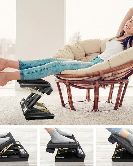 Foldable Foot Rest, Computer Foot Rest Under Desk, 12Modes Adjustable Ergonomic for Office, Loading Capacity 80 pounds, Removable EVA Cushion, Black