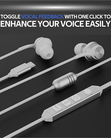USB-C in-Ear Wired Headphones,Earbuds,3-Year Warranty, with high-Fidelity Sound Card,5-Mode Audio, Low-Latency Gaming, KTV Vocal Enhancement, for iPhone 15/16/17, for Samsung S25/S24/S23/S22