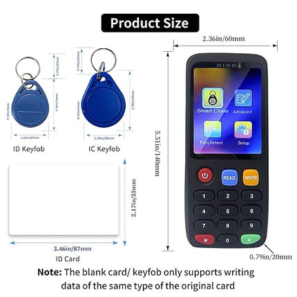 X7 RFID Reader Writer (RFID Copier Multi-Frequency Smart Card Reader ID IC Elevator Card RFID Writer for Access Control System with 125khz T5577 Key Fobs/Cards and 13.56mhz IC Key Tags)