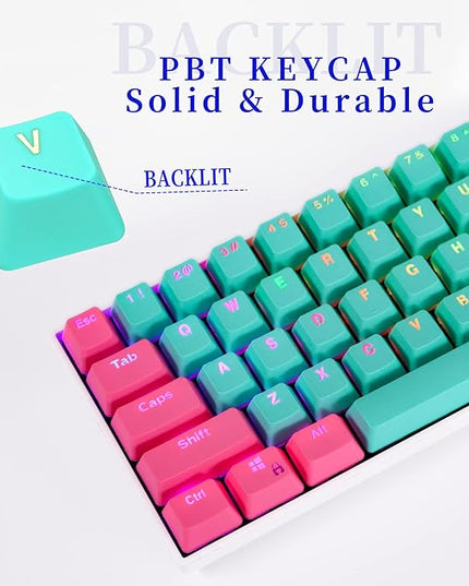 Guffercty kred PBT Keycaps 60 Percent with 6.25U Spacebar OEM Profile for Cherry MX Switch Mechanical Gaming Keyboard (Miami-V2)