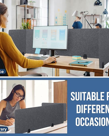 Yaomiao 3 Pcs Acoustic Desk Divider Soundproof Desk Privacy Panel Freestanding Desk Partitions Sound Absorbing for Students Office Reduce Noise Visual Distractions (47.3 x 16", 24 x 16", Dark Gray)