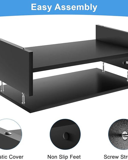 Marbrasse Monitor Stand Riser, 2 Pack 16.5 Inch 2 Tier Computer Monitor Stand, Printer Shelf Stand for Laptop Computer Screen Storagek,Desktop Stand with Phone Holder and Cable Management