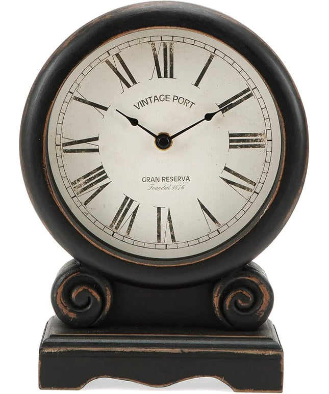NIKKY HOME Mantel Clock, Retro Desk Clock Silent-Non-Ticking Battery Operated Wooden Mantel Clock for Living Room, Bedroom, Shelf Decoration, Fireplace, Farmhouse Decor