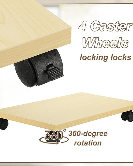 PATIKIL 9x16in PC Stand, Computer Tower Stand Wood CPU PC Holder Under Desk Mobile Cart 4 Caster Wheel for Floor Carpet Tower ATX Case Printer Potted Planter UPS Power Station, Beige