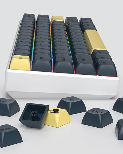 Guffercty kred Black XDA Profile PBT Keycaps, 142-Keys Gentleman Custom keycaps for 60% 65% 75% 100% Fullsize US&ISO Layout Mechanical Gaming Keyboard (Gentleman)