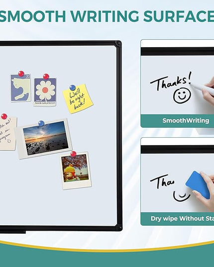 Magnetic Dry Erase Board, 40" x 28" Presentation Whiteboard with Pen Tray, Wall-Mounted White Board for Office Collaboration, Classroom Teaching & Agile Management, Black Aluminum Frame