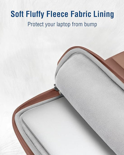 MOSISO 15-15.6 inch Laptop Case, 16 inch Puffy Laptop Sleeve Compatible with MacBook Pro 16, HP Dell ASUS Acer Toshiba Lenovo Notebook Computer, Polyester Horizontal Bag with Small Case, Mocha