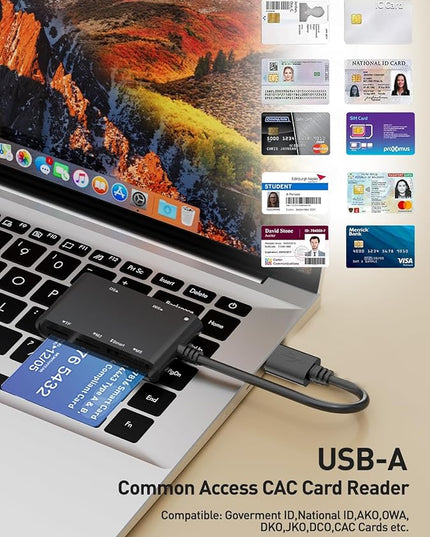 SIM Card Adapter for Computer - 7 in 1 CAC Smart Card Reader Military, MS Pro Duo/SD/TF/M2/ID/IC/PIV/SIM Card Reader, Memory Stick Pro Duo Adapter SIM Card Reader for Computer,PC,Windows,Linux,MacOS