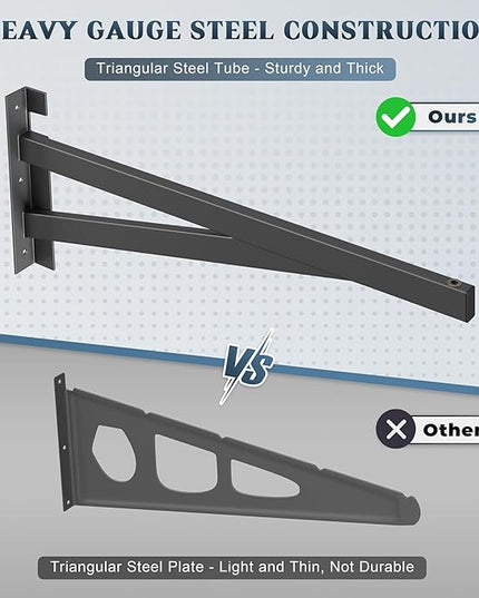 2 Pack Heavy Duty Garage Wall Shelving Set, 2x3ft, Black, Wall Mounted, Traditional Style, 2 Shelves, 700lbs Capacity