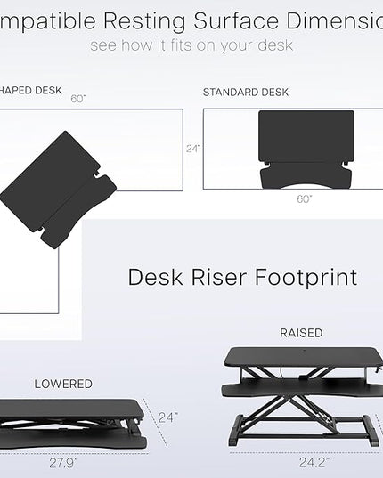 VIVO 28 inch Desk Converter, K Series, Height Adjustable Sit to Stand Riser, Dual Monitor and Laptop Workstation with Keyboard Tray, Black, DESK-V028KB