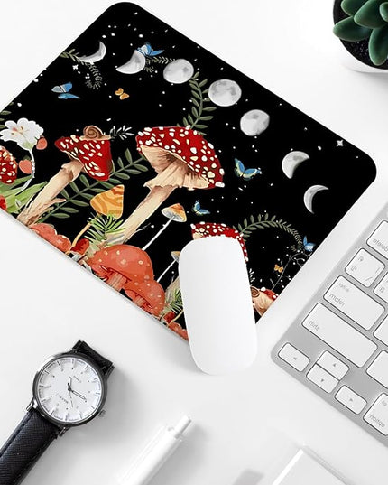 Cute Mushroom Square Mouse Pad,Non-Slip Rubber Base Mouse Pad,Home Office Decoration Desktop Accessory,Laptop Mouse Pad for Office Laptops,9.4x7.8x0.12inch 2