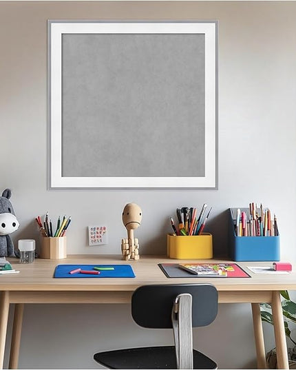 Amanti Art White Framed Magnetic Board 23x23 Medium Vision Board for use with Magnets, 100% Metal Sheet to Display Items as Office Decor or for Home Organization in mudroom, Kitchen or Kids Room