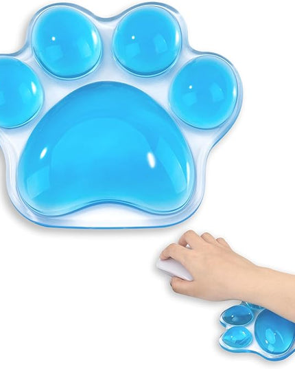 Ergonomic Blue Cat Paw Silicone Wrist Rest Pad for Mouse, Cute Computer Mouse Wrist Support for Arm Pain Relief, Hand Wrists Cushion for Home and Office Working Gaming Anti-Fatigu