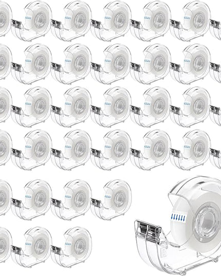 JEFURE 36 Pcs Transparent Tape with Dispenser, 0.7 in x 1000 in Clear Tapes and Refillable Dispensers, Office Tape Rolls with Dispenser Bulk for Craft Jobs, Gift Wrapping, Repairing, Home and School
