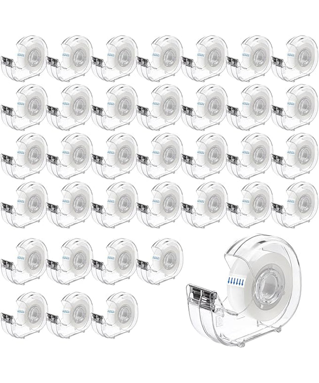JEFURE 36 Pcs Transparent Tape with Dispenser, 0.7 in x 1000 in Clear Tapes and Refillable Dispensers, Office Tape Rolls with Dispenser Bulk for Craft Jobs, Gift Wrapping, Repairing, Home and School