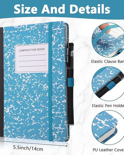 Laumoi 28 Pack PU Leather Lined Notebook Journal Bulk A5 Hardcover Notebook College Ruled 5.5 x 8.2 Inch Journal with Pen Holder for School Business Work Writing(Sky Blue,Marble)