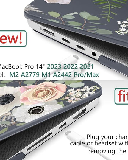 DONGKE Case for M5 MacBook Pro 14 inch 2025 2024-2021 M4 M3 M2 M1, Plastic Hard Shell Cover Compatible with A3434 A3112 A3401 A3185 A2992 A2779 A2442, Retina XDR Display & Touch ID, Dried Flowers
