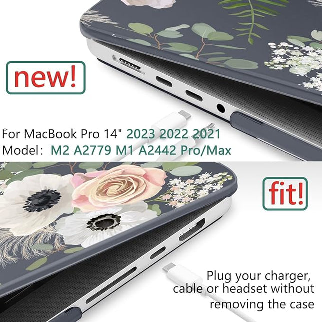 DONGKE Case for M5 MacBook Pro 14 inch 2025 2024-2021 M4 M3 M2 M1, Plastic Hard Shell Cover Compatible with A3434 A3112 A3401 A3185 A2992 A2779 A2442, Retina XDR Display & Touch ID, Dried Flowers