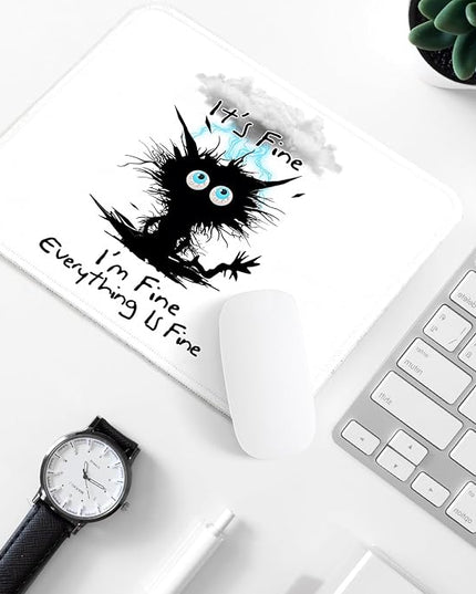 Cat hit by Lightning Square Mouse Pad,Non-Slip Rubber Base Mouse Pad, Home Office Decoration Desktop Accessory,Laptop Mouse Pad for Office Laptops,9.4x7.8x0.12in.
