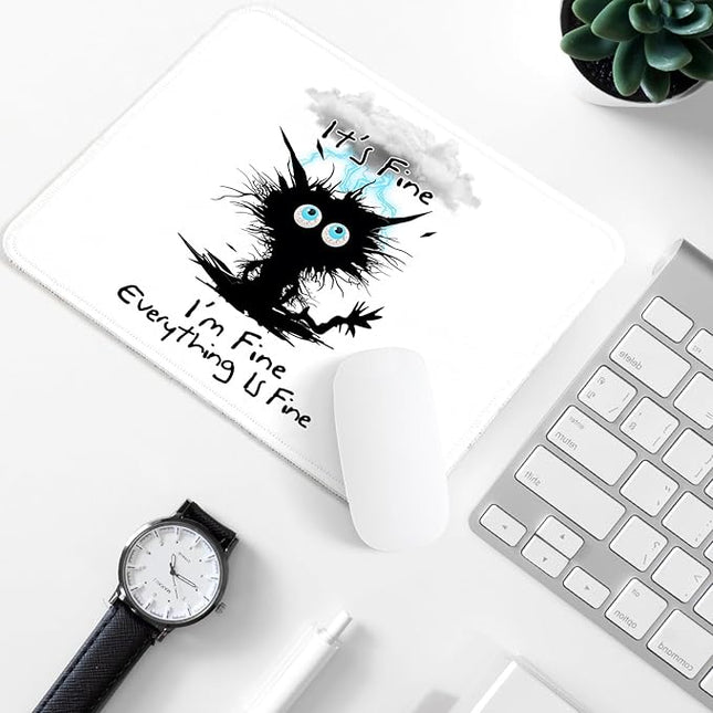 Cat hit by Lightning Square Mouse Pad,Non-Slip Rubber Base Mouse Pad, Home Office Decoration Desktop Accessory,Laptop Mouse Pad for Office Laptops,9.4x7.8x0.12in.