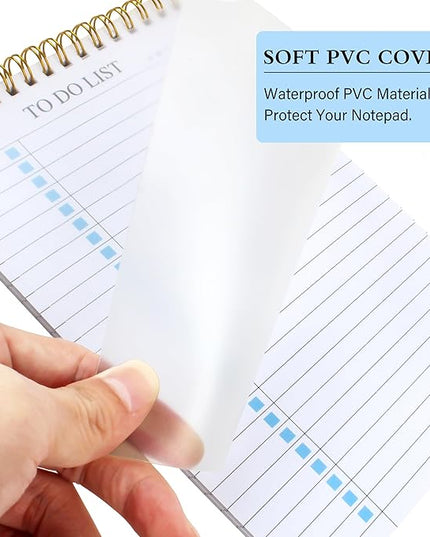 To Do List Notepad, Undated Daily Planner Notepad with To Do List Notebook Checklist Planner Spiral Waterproof Notepad for Office Supplies, School Planner, Blue, 52 Sheets, 5.5"*8.3" A5 Size