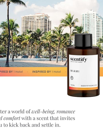Scentify Miami Aroma Oil Refill Scent for Oil Diffusers - Creamy, Cashmere, Sandalwood, Musk Scents - Luxurious Relaxing Aromatherapy Diffuser Fragrance 470ml, 16 oz