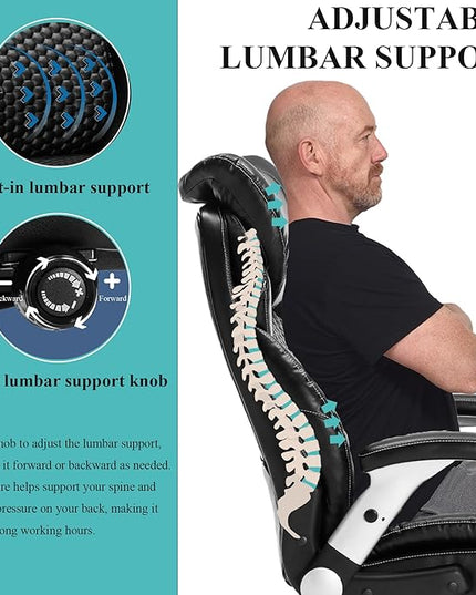 Big and Tall Office Chair,500lbs Capacity Ergonomic Desk Chair for Heavy People,PU Leather Swivel Rolling Computer Chair with Padded Flip-up Arms,High Back Executive Office Chair,Black