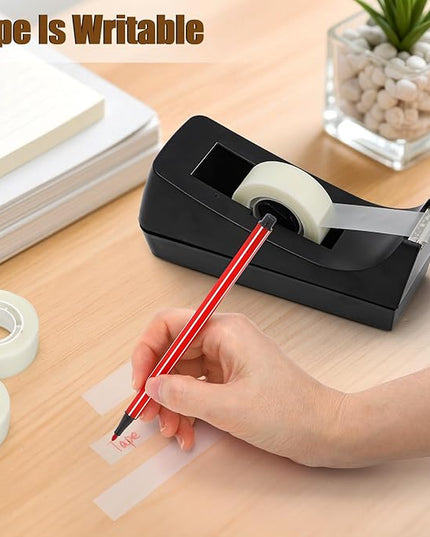 Suwimut 10 Pack Desktop Tape Dispenser, 1 Inch Core Tape Dispensers with 10 Rolls Invisible Tapes Refills, Non Skid Base Plastic Tapes Roll Dispenser Bulk for Desk Office Home School, 0.7 x 985 Inches