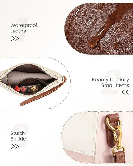 LOVEVOOK Laptop Bag for Women, 15.6 Inch Laptop Tote Bag, Vintage Leather Work Bags for Women, Waterproof Computer bag with Clutch Purse, Large Capacity Briefcase, Business Office Bag