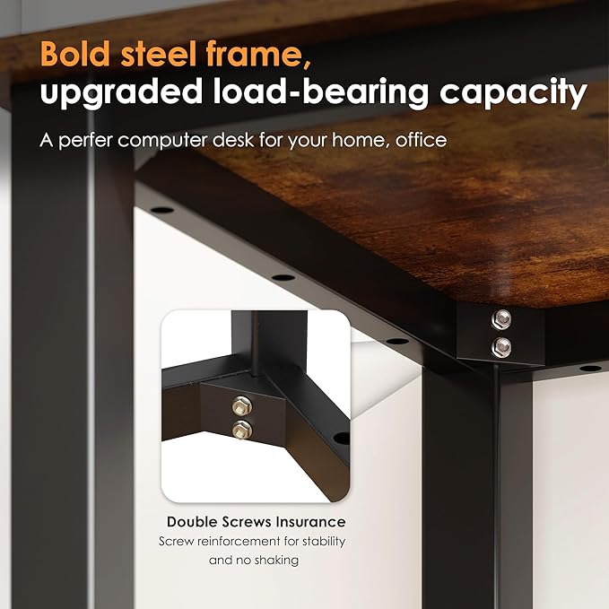 Need Small Computer Desk 31.5 inches Sturdy Writing Desk for Small Spaces, Teens Study Table Laptop Desk, Rustic Brown AC3-8040-FB