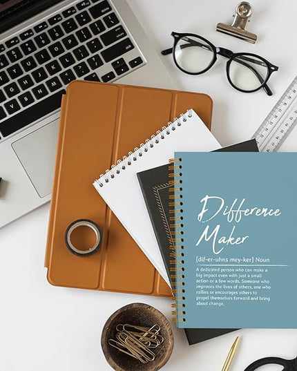 OXW Blue Meeting Notebooks for Work, Difference Maker Gift Office Work Notebook Journal for Writing Note Taking, Thank You Gifts for Women Men Leader Boss Mentor Manager Principal, 5.5"x8.3"