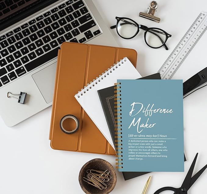 OXW Blue Meeting Notebooks for Work, Difference Maker Gift Office Work Notebook Journal for Writing Note Taking, Thank You Gifts for Women Men Leader Boss Mentor Manager Principal, 5.5"x8.3"