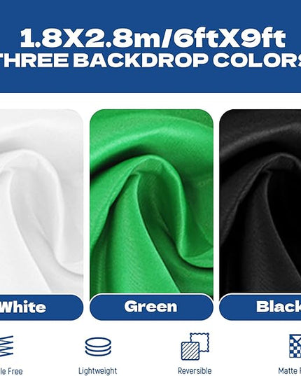 Photography Softboxes Kit with 8.5x10ft Backdrop Stands, 5 Tripod Stands, 3 Color Background Screen, Softbox with 85W Led Bulb, Photo Studio Equipment for Video Shoot, Product & Portrait