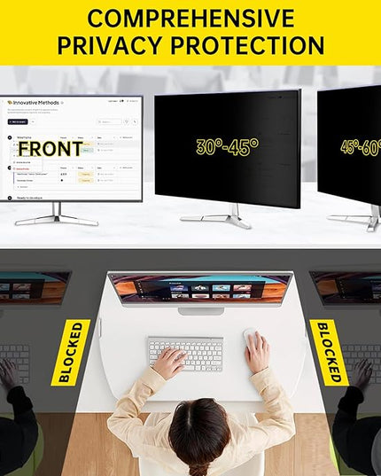 DEJIMAX 〔2-Pack〕 24 Inch Computer Privacy Screen Filter for 16:9 Monitor, Anti-Blue Light, Anti-UV,Blue Light Blocking Removable Privacy Protector Shield Fits 23.6", 23.8", 24" Monitors