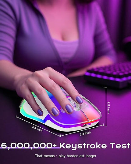 memzuoix 2.4G LED Wireless Mouse, Rechargeable Ergonomic Mouse with Detachable Cover, 1400 DPI Portable Optical Computer Mouse with USB Receiver for Laptop, PC, Desktop and MacBook, 5 Buttons-Purple