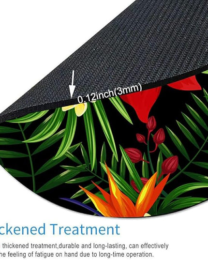 Rainforest Seamless Pattern Tropical Leaves, Tropical Jungle Plants and Exotic Flowers Round Mousepad, Personalized Custom Design Mouse Pads，Mousepad for Laptop Computers(plant1)