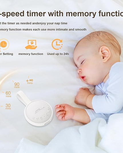 White Noise Sound Machine for Sleeping Adults & Baby, Portable Noise Machine with 24 Soothing Sounds, Bluetooth 5.1, Battery Powered, 3 Timer Settings, Memory Function for Home, Office, Travel (White)