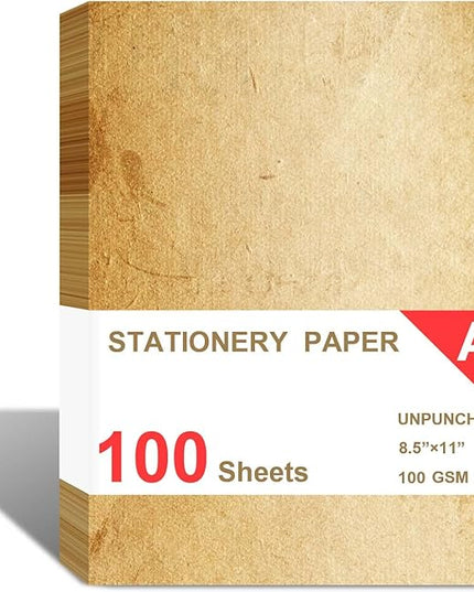 Loose Leaf Paper, Stationery Writing Paper, Vintage Antique Letterhead Paper 8.5" x 11",100 Sheets, A4 Unpunched Refills Paper for Ring Binder/Discbound, Decorative Printer Paper