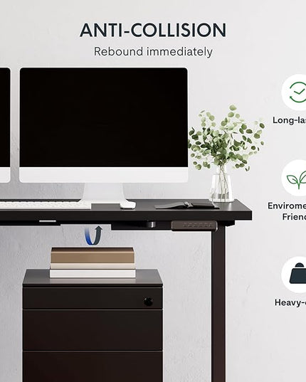 SANODESK L Shaped Electric Standing Desk with Drawer, 71 Inch Ergonomic Adjustable Height Desk with Storage, Corner Desk Sit Stand up Computer Table for Work Office Home, Black
